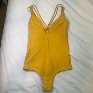 O’Neil yellow strappy one piece swimsuit